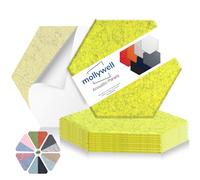 Mollywell Pannelli acustici esagonali, ad alta densità, insonorizzazione, decorazione per la riduzione del rumore, in feltro, per soffitti, casa, ufficio e sala giochi (verde limone), 35,5 x 30,5 x 1