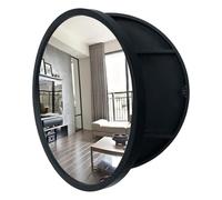 MollyYou Armadietto Specchio Bagno 70cm/27.5in Rotondo in Legno - Specchio da Parete con Funzione di Stoccaggio - Salvaspazio (Nero)