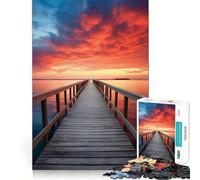 Molo al tramonto sul mare - Puzzle da 1000 pezzi per adolescenti - Memoria, luce, relax, design, assemblaggio, decorazione murale 38x26cm