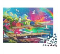 Molo Città Portuale Puzzle 1000 Pezzi per Adulti Cielo Arcobaleno Gioco di Puzzle 1000 Pezzi Carta Relax Decorazione Regalo Famiglia 70x50cm/1000pcs