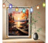 Molo,Tramonto Pittura Diamante per Adulti,5D Fai Da Te Kit Diamond Painting Ricamo a Punto Croce Artigianale per Bambina,Immagine A Trapano DIY Con Diamante per Decorazione Casa (30x40cm) 59N-2292