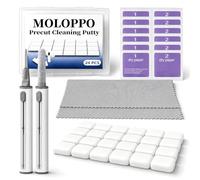 MOLOPPO Kit di pulizia per Airpod per auricolari e telefono, bianco | 24 stucco ingrandito e penna multi-strumento per la rimozione di polvere profonda e cerume su cuffie, smartphone, computer