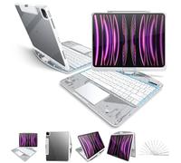 molosicars Custodia per tastiera per iPad 10a generazione 11,9" e A16 2025, custodia protettiva con portamatite, tastiera wireless retroilluminata a 7 colori, supporto girevole a 360° e design in