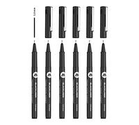 Molotow Blackliner - Pennarello a punta fine con inchiostro permanente, tratto 1,0 mm, 6 pezzi, nero