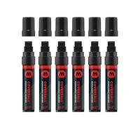 Molotow Masterpiece Coversall - Pennarello indelebile (ricaricabile, 660 PI, 15 mm), 6 pezzi, colore: Nero