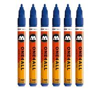Molotow ONE4ALL 127hs # 225 marcatore, confezione da pezzi, 2 mm 2 mm Blu autentico, 6 pezzi