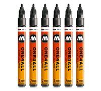 Molotow ONE4ALL 127hs # 225 marcatore, confezione da pezzi, 2 mm 2 mm metallizzato nero, 6 pezzi