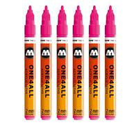 Molotow ONE4ALL 127hs # 225 marcatore, confezione da pezzi, 2 mm 2 mm neonrosa fluoreszierend, 6 pezzi