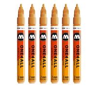 Molotow ONE4ALL 127hs # 225 marcatore, confezione da pezzi, 2 mm 2 mm ockerbraun hell, 6 pezzi