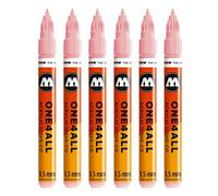 Molotow One4All 127HS-CO - Pennarello acrilico (1,5 mm di spessore, altamente coprente e permanente, resistente ai raggi UV, per quasi tutte le superfici, 6 pezzi, colore 207 polvere pastello