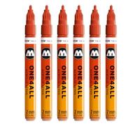 Molotow One4All 127HS - Pennarello acrilico (spessore del tratto 2,0 mm, altamente coprente e permanente, ad asciugatura rapida, ricaricabile, per quasi tutte le superficie), 6 pezzi, colore 242,
