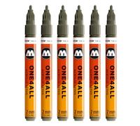 Molotow One4All 127HS - Pennarello acrilico (spessore del tratto 2,0 mm, altamente coprente e permanente, ad asciugatura rapida, ricaricabile, per quasi tutte le superfici, 6 pezzi, colore 260, grigio