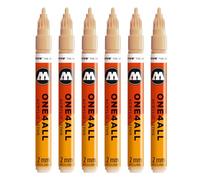 Molotow One4All 127HS - Pennarello acrilico (spessore del tratto 2,0 mm, altamente coprente e permanente, ad asciugatura rapida, ricaricabile, per quasi tutte le superfici, 6 pezzi, colore 259 sabbia