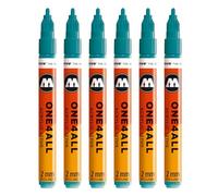 Molotow One4All 127HS - Pennarello acrilico (spessore del tratto 2,0 mm, altamente coprente e permanente, ad asciugatura rapida, ricaricabile, per quasi tutte le superfici, 6 pezzi, colore 255 acqua