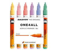 Molotow One4All 127HS - Set di 6 pennarelli acrilici Pastel Classic (spessore del tratto 2,0 mm, altamente coprenti e permanenti, ad asciugatura rapida, ricaricabili, per quasi tutte le superficie),