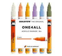 Molotow One4All 127HS - Set di 6 pennarelli acrilici Pastel Modern (2,0 mm di spessore, altamente coprenti e permanenti, ad asciugatura rapida, ricaricabili, per quasi tutte le superficie), colori