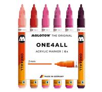 Molotow One4All 127HS - Set di 6 pennarelli acrilici rosa (spessore del tratto 2,0 mm, altamente coprenti e permanenti, ad asciugatura rapida, ricaricabili, per quasi tutte le superfici, 6 pezzi