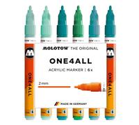 Molotow One4All 127HS - Set di 6 pennarelli acrilici Tropical (2,0 mm di spessore, altamente coprenti e permanenti, ad asciugatura rapida, ricaricabili, per quasi tutte le superficie), colori