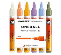 Molotow One4All 227HS - Set di 6 pennarelli acrilici Pastel Modern (4,0 mm di spessore, altamente coprenti e permanenti, ad asciugatura rapida, ricaricabili, per quasi tutte le superficie), colori