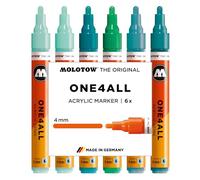 Molotow One4All 227HS - Set di 6 pennarelli acrilici Tropical (4,0 mm di spessore, altamente coprenti e permanenti, ad asciugatura rapida, ricaricabili, per quasi tutte le superficie), colori