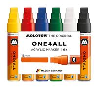 Molotow One4All 627HS - Set di 6 pennarelli acrilici, 1 (15,0 mm, altamente coprenti e permanenti, ad asciugatura rapida, ricaricabili, per quasi tutte le superfici, 6 pezzi assortiti