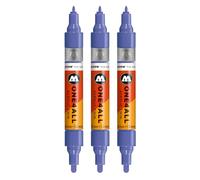 Molotow One4All Acrylic Twin Marker (1,5 e 4,0 mm di spessore, altamente coprente e permanente, ad asciugatura rapida, ricaricabile, per quasi tutte le superficie), 3 pezzi di colore 247 violetta