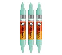 Molotow One4All Acrylic Twin Marker (1,5 e 4,0 mm di spessore, altamente coprente e permanente, ad asciugatura rapida, ricaricabile, per quasi tutte le superficie), 3 pezzi, colore 253 riviera chiaro