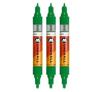 Molotow One4All Acrylic Twin Marker (1,5 e 4,0 mm di spessore, altamente coprente e permanente, ad asciugatura rapida, ricaricabile, per quasi tutte le superficie), 3 pezzi, colore 256 verde