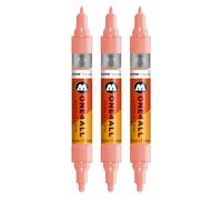 Molotow One4All Acrylic Twin Marker (1,5 e 4,0 mm di spessore, altamente coprente e permanente, ad asciugatura rapida, ricaricabile, per quasi tutte le superficie), 3 pezzi, colore 244 corallo