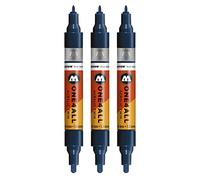 Molotow One4All Acrylic Twin Marker (tratto 1,5 mm e 4 mm, altamente coprente e permanente), 3 pezzi, colore 027, petrolio