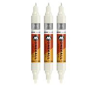 Molotow One4All - Pennarello acrilico Twin (tratto da 1,5 mm e 4 mm, altamente coprente e permanente), 3 pezzi, colore 229 bianco naturale