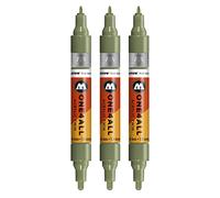 Molotow One4All - Pennarello acrilico Twin (tratto da 1,5 mm e 4 mm, altamente coprente e permanente), 3 pezzi, colore 205 as chiaro