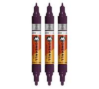 Molotow One4All - Pennarello acrilico Twin (tratto da 1,5 mm e 4 mm, coprente e permanente), 3 pezzi, colore 233, viola porpora