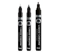 Molotow - Pennarello liquido cromato con inchiostro speciale per effetto specchio 3 pezzi 1, 2 und 4 mm Chrome