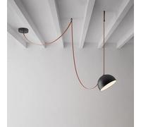 MOLOURK DIY Loft Nordico Lampadario, Dimmerabile Moderna LED lampada a Sospensione in Pelle per Cucina, Regolabile in Altezza, Soggiorno di design Creativo per il Salotto del Bar (Black,1FLAMME)