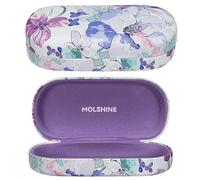 molshine Custodia rigida per occhiali da sole, classica grande custodia per occhiali da sole per donne e uomini, occhiali da sole, Fiore blu., Medium