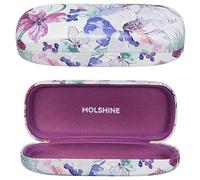molshine Custodia rigida per occhiali da sole, classica grande custodia per occhiali da sole per donne e uomini, occhiali da sole, Fiore blu e bianco, Medium