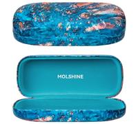 molshine Custodia rigida per occhiali da sole, portatile, grande, con panno per donne, uomini e donne, Arancione e blu., M
