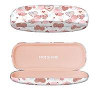 molshine Custodia rigida per occhiali in pelle PU, custodia portatile da viaggio per uomini, donne, ragazze, viaggi, studio, lavoro, Amore, Medium