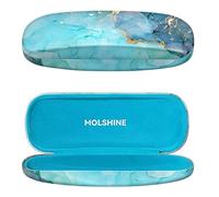 molshine Custodia Rigida per Occhiali in Pelle PU,Custodia Portatile per Occhiali da Viaggio per Lavoro da Studio da Viaggio per Uomo Donna Ragazza (Blu Grigio)