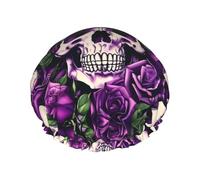 Molte cuffie da a riutilizzabili con stampa di teschi di rose viola per le donne, cuffia DoubleHair, cuffia per capelli per adulti per tutti i capelli