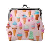 Molte donne colorate Ice Cream Print Kiss Lock Coin Pouch, Mini portafoglio per carte e rossetto, borsa compatta morbida
