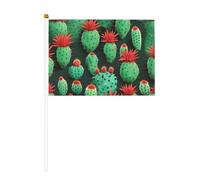 Molte piccole bandiere a forma di cactus con asta solida bianca, colori vivaci e resistenti allo sbiadimento, bandiere tenute in mano con lancia