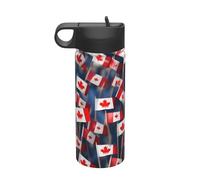 Molte Piccole Bandiere Canadesi Stampa 18oz Bollitore Sportivo Isolato Portatile In Acciaio Inox per Palestra Campeggio
