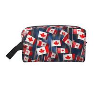 Molte piccole bandiere canadesi stampa cerniera borsa di immagazzinaggio, accessori da viaggio, articoli da toeletta, borsa portatile per articoli da toeletta