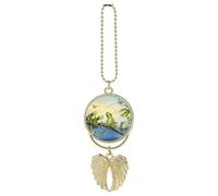 Molte rane cantano sui rami Farfalle estive Lago Acqua Auto Appeso Ornamento Specchietto Retrovisore Pendente Regali Fortunati Ornamento Appeso Divertente Ciondolo Auto per Ufficio Decorazione Casa