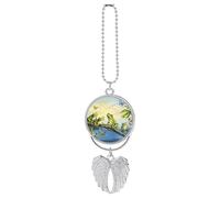 Molte rane cantano sui rami Farfalle estive Lago Acqua Auto Appeso Ornamento Specchietto Retrovisore Pendente Regali Fortunati Ornamento Appeso Divertente Ciondolo Auto per Ufficio Decorazione Casa