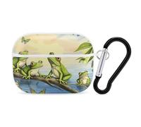 Molte rane cantano sui rami Summer Butterflies Lake Water AirPods Pro custodia con anello portachiavi custodia rigida in PC custodia protettiva per AirPods Pro 2a generazione per donne uomini