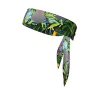 Molte rane cantano sui rami Summer Butterflies Lake Water Print Tie Fascia per donne e uomini, fasce per capelli ninja, fascia regolabile anti-umidità rinfrescante