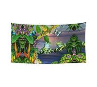 Molte rane cantano sui rami Summer Butterflies Lake Water Printing Christmas Halloween Party Banner, decorazione da appendere durevole, adatta per decorazioni per casa, giardino, bar